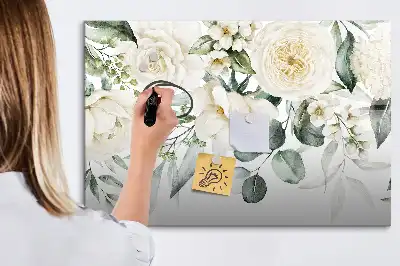 Magnetisch glazen schrijfbord met bloemenprint