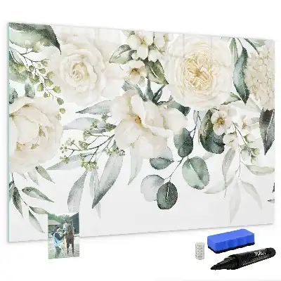 Magnetisch glazen schrijfbord met bloemenprint