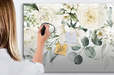 Magnetisch glazen schrijfbord met bloemenprint