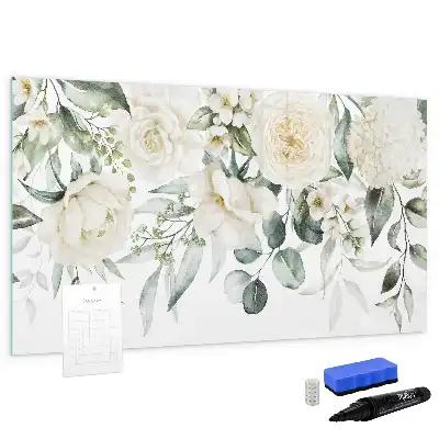 Magnetisch glazen schrijfbord met bloemenprint