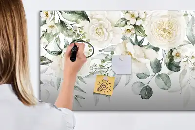 Magnetisch glazen schrijfbord met bloemenprint