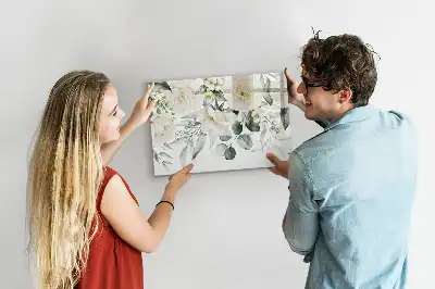 Magnetisch glazen schrijfbord met bloemenprint