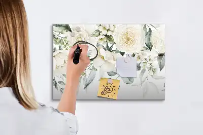 Magnetisch glazen schrijfbord met bloemenprint