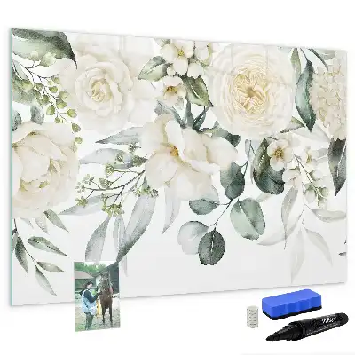 Magnetisch glazen schrijfbord met bloemenprint