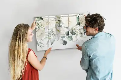 Magnetisch glazen schrijfbord met bloemenprint