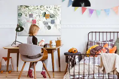 Beschrijfbaar glazen magneetbord met natuurplanten design