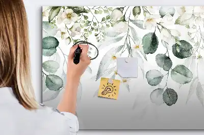 Beschrijfbaar glazen magneetbord met natuurplanten design