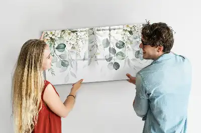 Beschrijfbaar glazen magneetbord met natuurplanten design