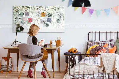 Beschrijfbaar glazen magneetbord met natuurplanten design