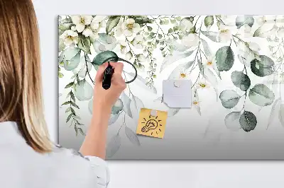 Beschrijfbaar glazen magneetbord met natuurplanten design