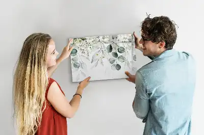 Beschrijfbaar glazen magneetbord met natuurplanten design