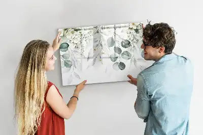Beschrijfbaar glazen magneetbord met natuurplanten design