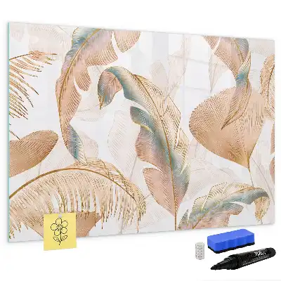 Magnetisch glazen schrijfbord voor notities en foto's met bladpatroon