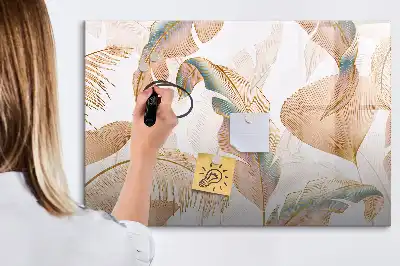 Magnetisch glazen schrijfbord voor notities en foto's met bladpatroon