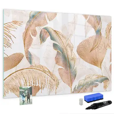 Magnetisch glazen schrijfbord voor notities en foto's met bladpatroon