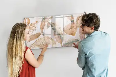 Magnetisch glazen schrijfbord voor notities en foto's met bladpatroon