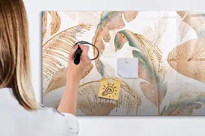 Magnetisch glazen schrijfbord voor notities en foto's met bladpatroon