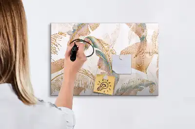 Magnetisch glazen schrijfbord voor notities en foto's met bladpatroon