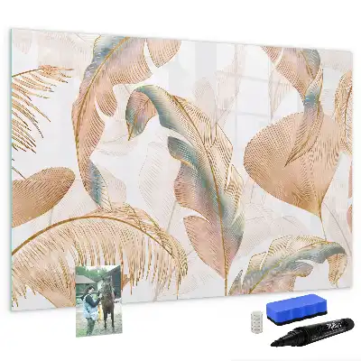 Magnetisch glazen schrijfbord voor notities en foto's met bladpatroon
