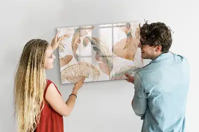 Magnetisch glazen schrijfbord voor notities en foto's met bladpatroon