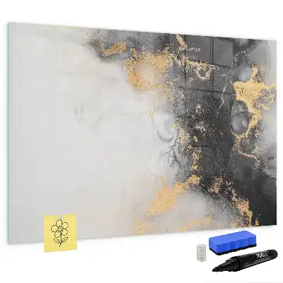 Beschrijfbaar glazen magneetbord met marmer design