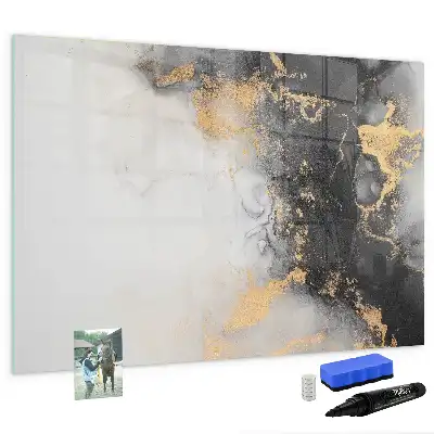 Beschrijfbaar glazen magneetbord met marmer design