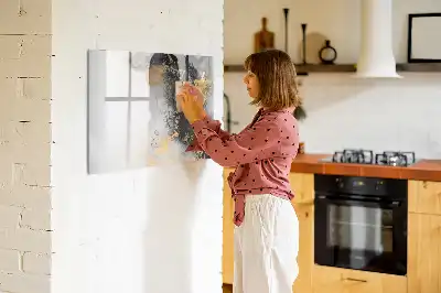 Beschrijfbaar glazen magneetbord met marmer design