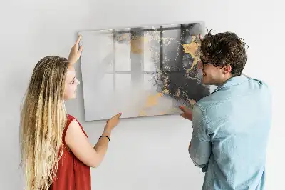 Beschrijfbaar glazen magneetbord met marmer design
