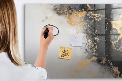 Beschrijfbaar glazen magneetbord met marmer design
