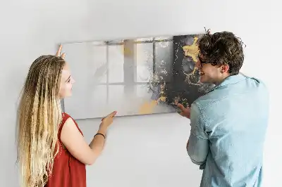 Beschrijfbaar glazen magneetbord met marmer design