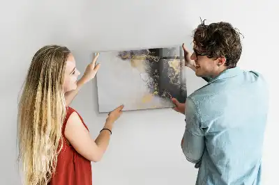 Beschrijfbaar glazen magneetbord met marmer design