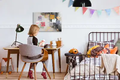 Beschrijfbaar glazen magneetbord met marmer design