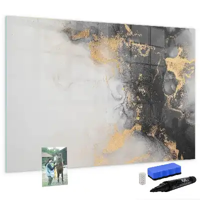 Beschrijfbaar glazen magneetbord met marmer design