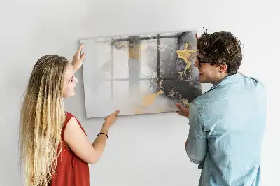 Beschrijfbaar glazen magneetbord met marmer design