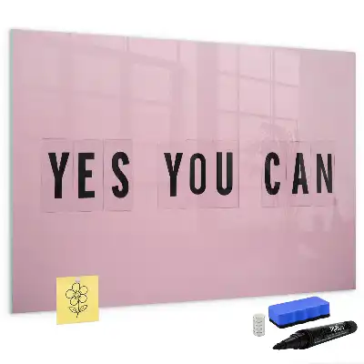 Magnetisch glazen memobord voor notities en foto's uitvoering Ja je kunt het