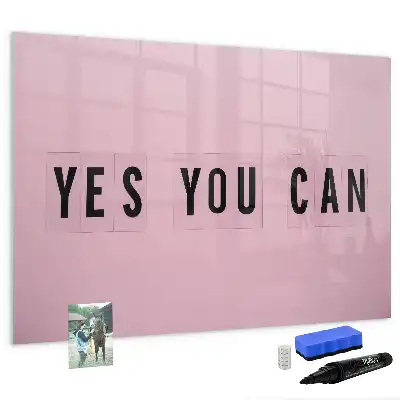 Magnetisch glazen memobord voor notities en foto's uitvoering Ja je kunt het