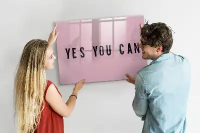 Magnetisch glazen memobord voor notities en foto's uitvoering Ja je kunt het