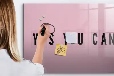 Magnetisch glazen memobord voor notities en foto's uitvoering Ja je kunt het