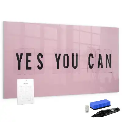 Magnetisch glazen memobord voor notities en foto's uitvoering Ja je kunt het