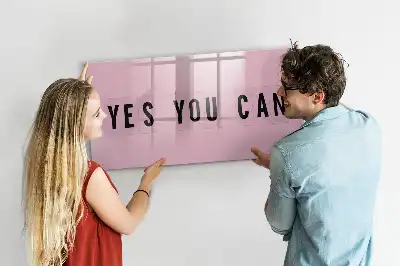 Magnetisch glazen memobord voor notities en foto's uitvoering Ja je kunt het