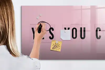 Magnetisch glazen memobord voor notities en foto's uitvoering Ja je kunt het