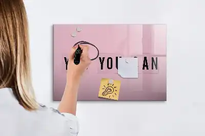 Magnetisch glazen memobord voor notities en foto's uitvoering Ja je kunt het
