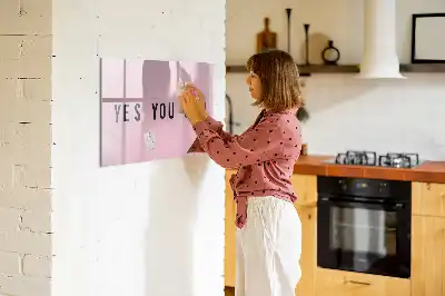 Magnetisch glazen memobord voor notities en foto's uitvoering Ja je kunt het