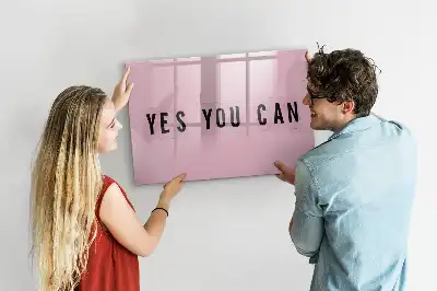 Magnetisch glazen memobord voor notities en foto's uitvoering Ja je kunt het