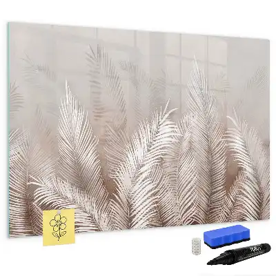 Beschrijfbaar glazen magneetbord met motief van exotische bladeren