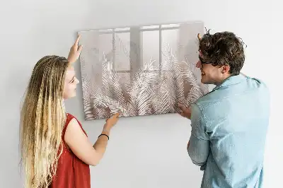 Beschrijfbaar glazen magneetbord met motief van exotische bladeren
