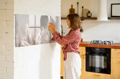 Beschrijfbaar glazen magneetbord met motief van exotische bladeren