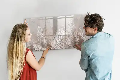 Beschrijfbaar glazen magneetbord met motief van exotische bladeren
