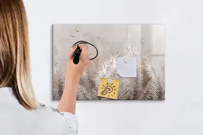 Beschrijfbaar glazen magneetbord met motief van exotische bladeren