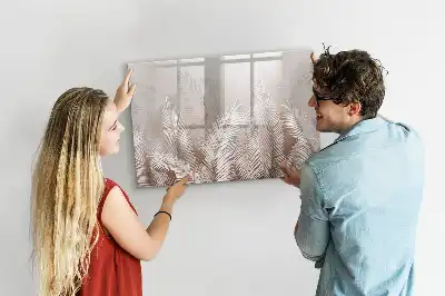 Beschrijfbaar glazen magneetbord met motief van exotische bladeren